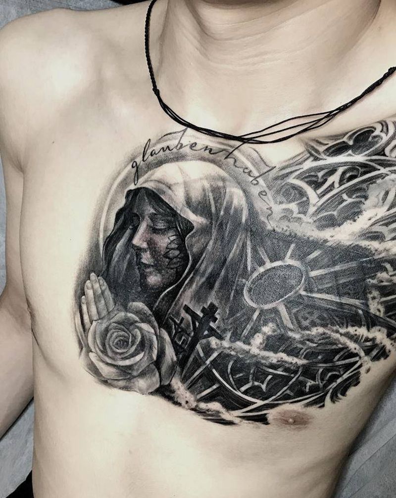 覆盖纹身图片_胸部纹身图案