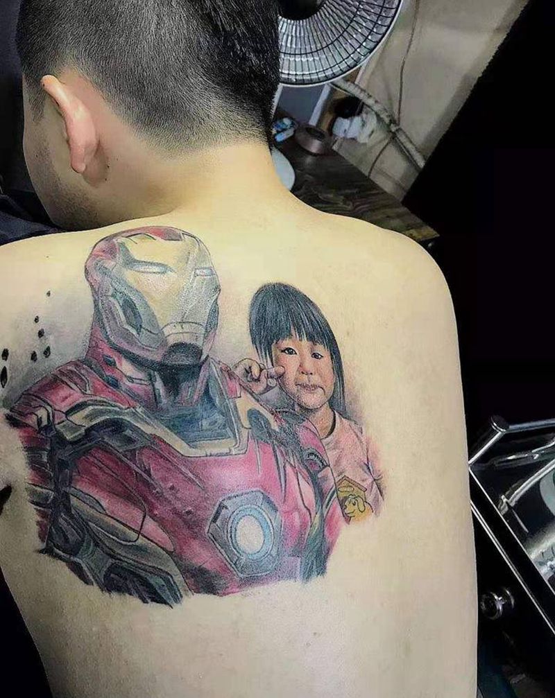 父爱如山纹身图片_背部纹身图案