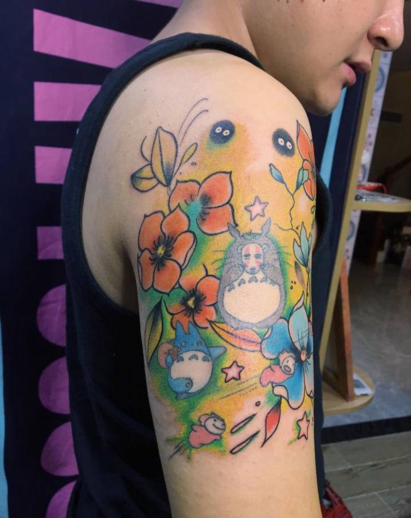 龙猫花园纹身图片_New School纹身图案