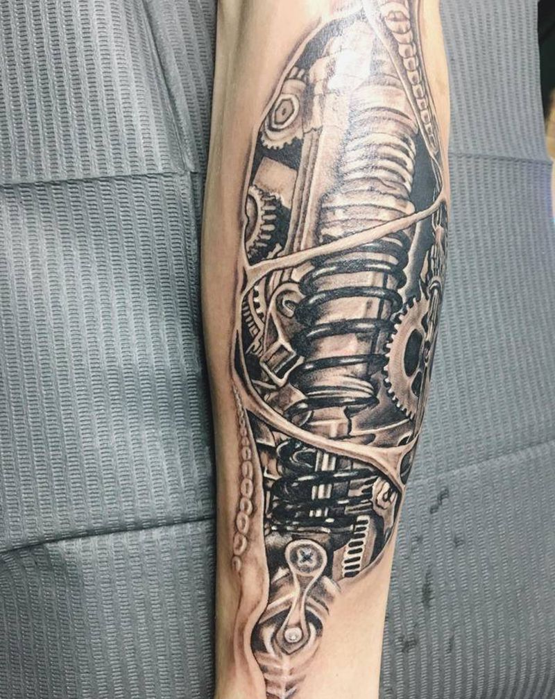 机械臂纹身图片_手臂欧美写实机械纹身图案