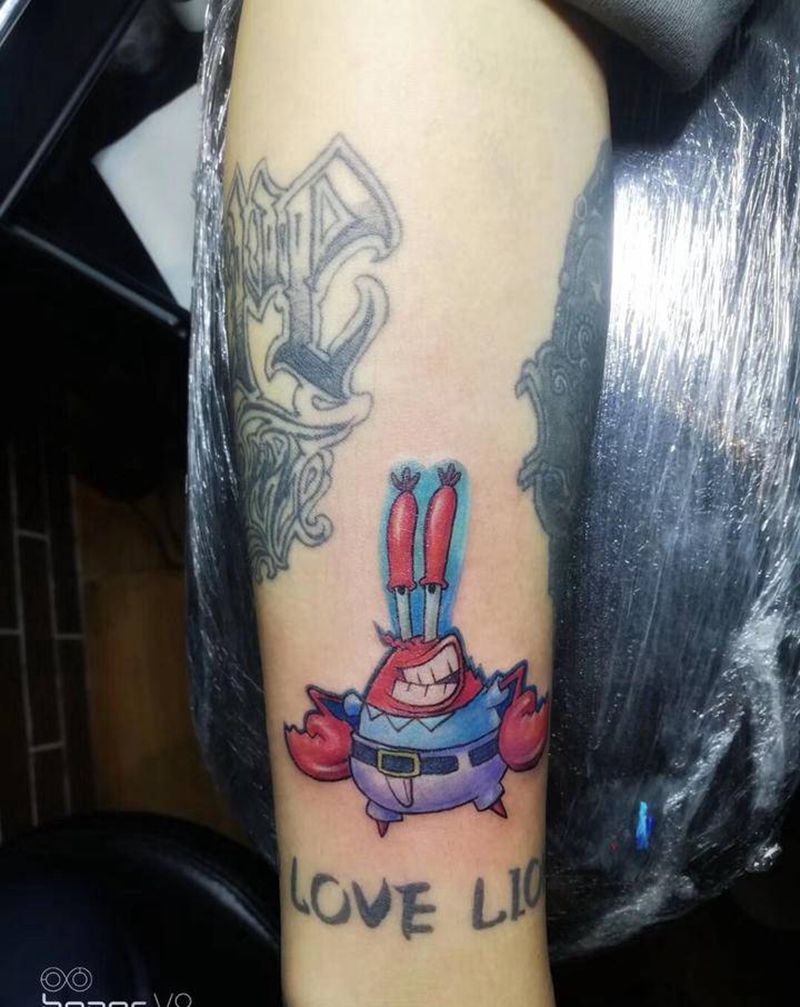 蟹老板纹身图片_手臂纹身图案