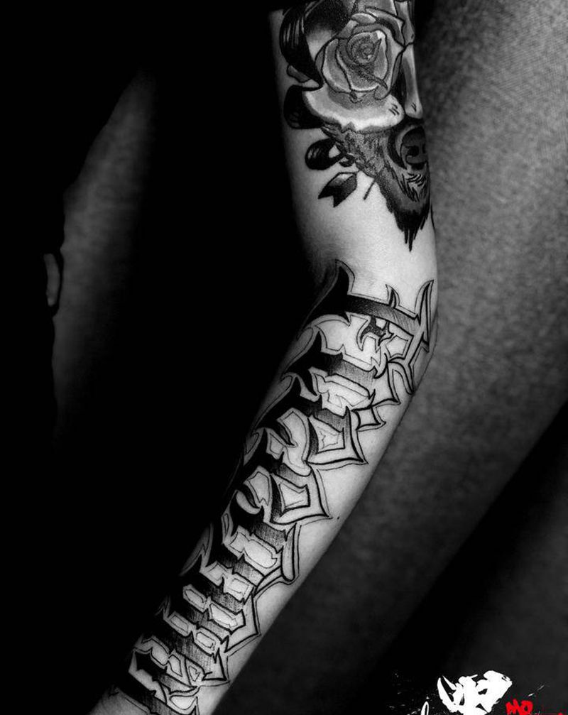 #字体#纹身作品系列1⃣️纹身图片_脚部手臂花体字纹身图案