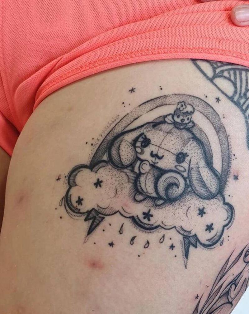 玉桂狗纹身图片_腿部纹身图案