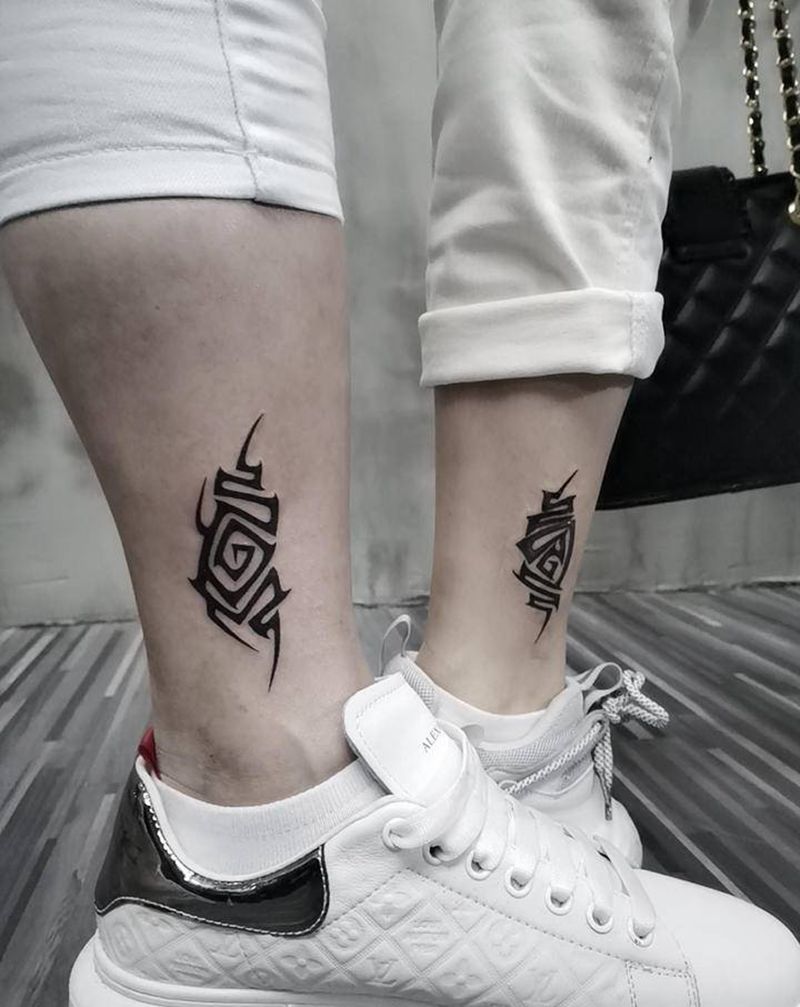 情侣图腾纹身图片_腿部图腾纹身图案