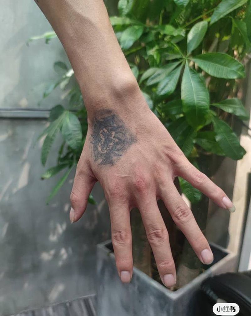 般若遮盖纹身图片_手部新传统纹身图案