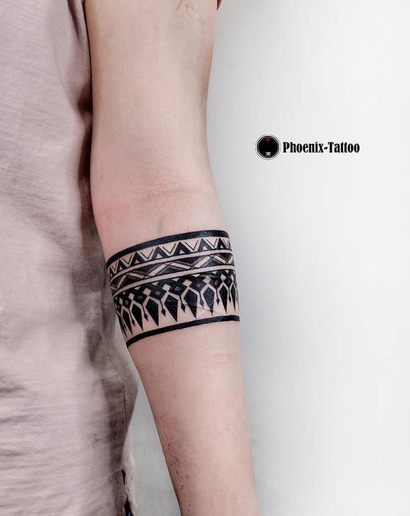 臂环纹身图片_手臂图腾几何纹身图案