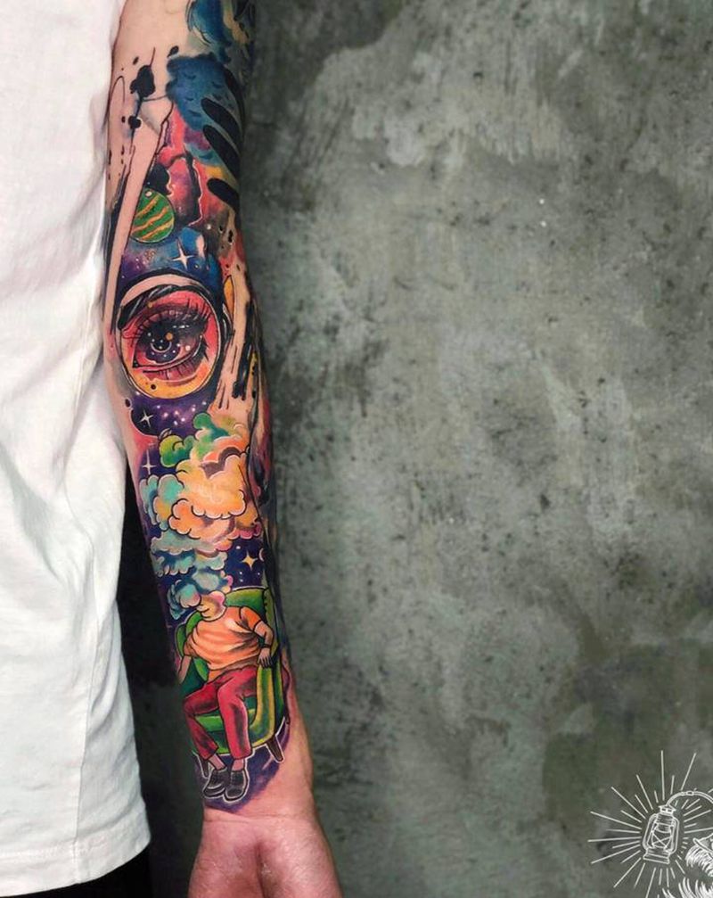 迷幻纹身图片_水彩水墨纹身图案