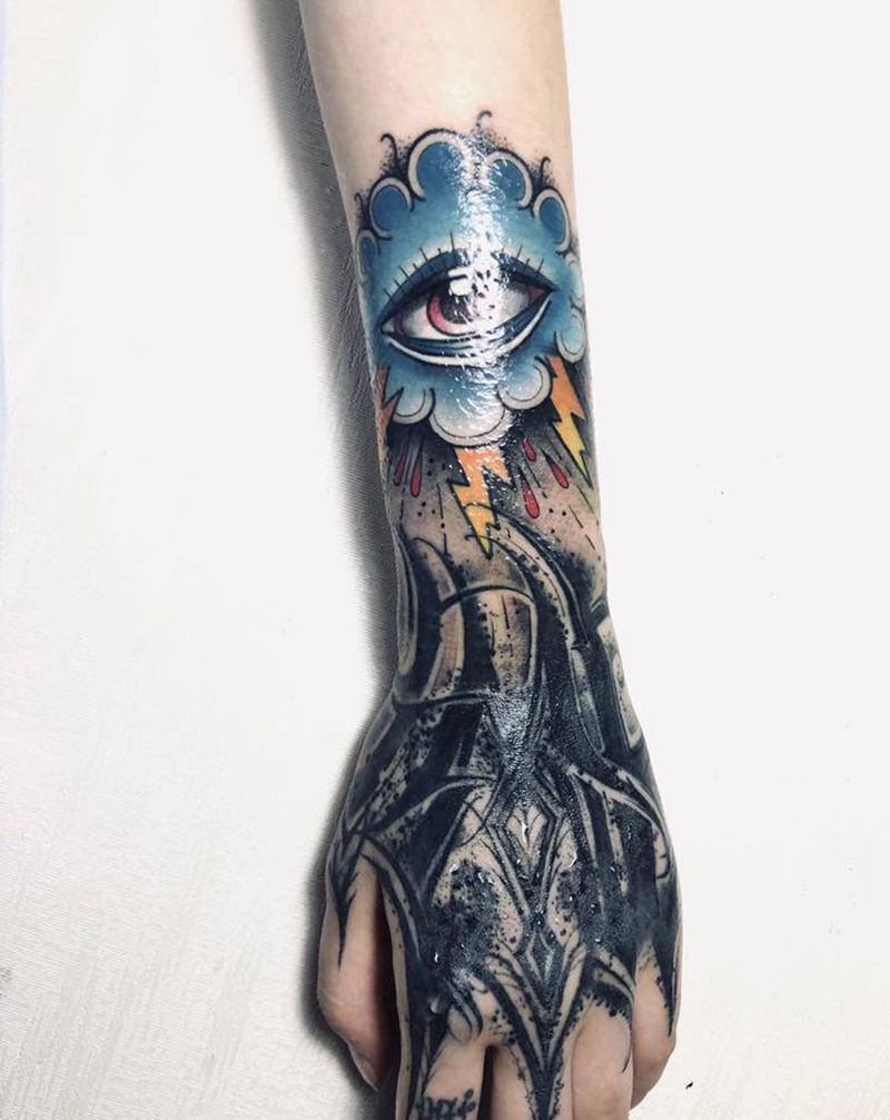 花臂第一季纹身图片_手部手臂花体字Old School纹身图案