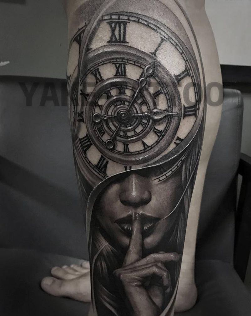 .纹身图片_腿部欧美写实纹身图案