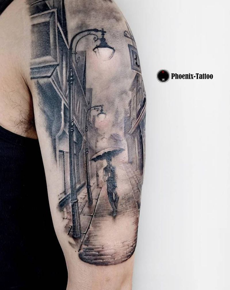 小巷纹身图片_手臂欧美写实纹身图案
