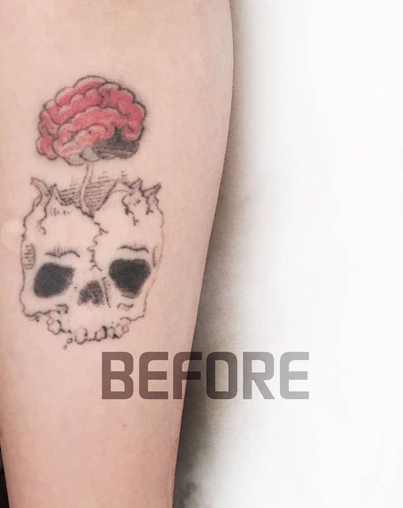 遮盖纹身图片_手臂trash polka纹身图案