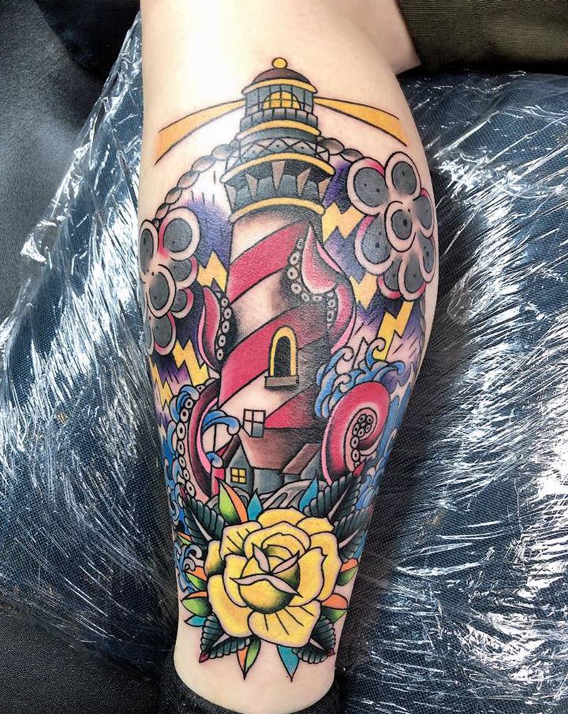 灯塔纹身图片_Old School纹身图案