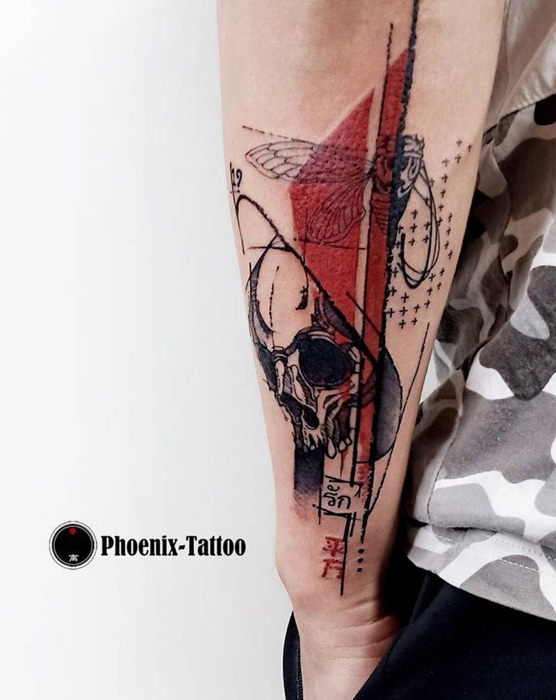 Trash Polka纹身图片_手臂几何点刺Trash Polka纹身图案