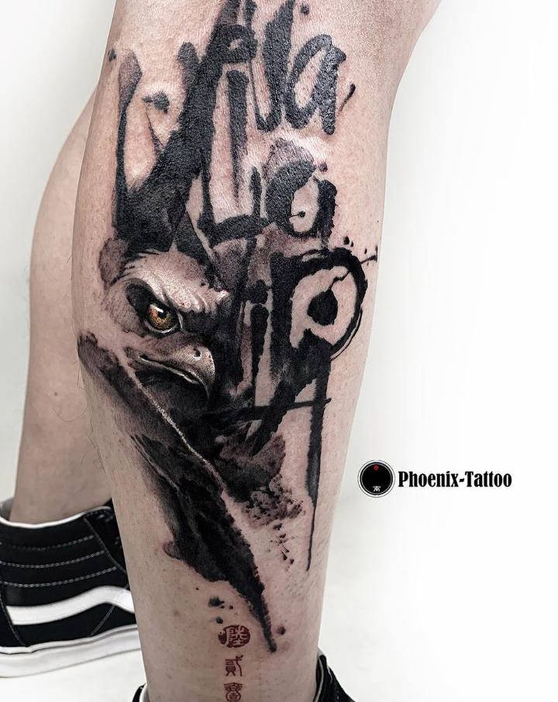 鹰纹身图片_腿部纹身图案