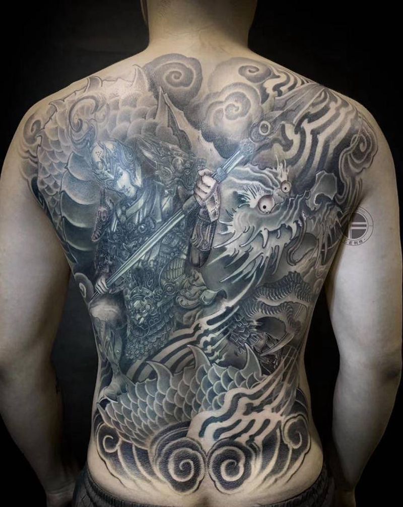 赵子龙纹身图片_背部纹身图案