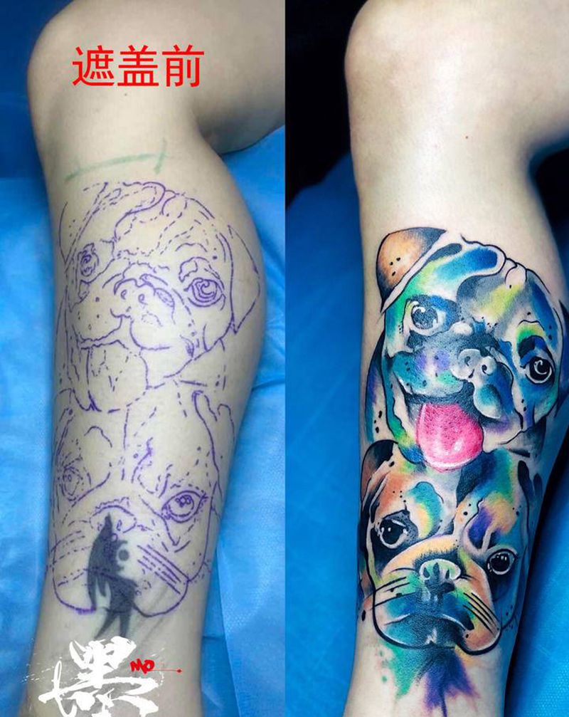 遮盖纹身作品纹身图片_手臂New School水彩纹身图案