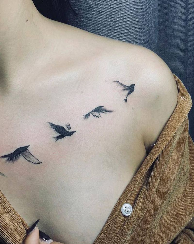 #小清新纹身#系列1⃣️纹身图片_胸部水彩New School纹身图案