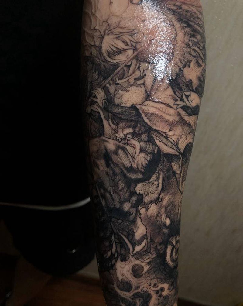 动漫黑暗料理纹身图片_手臂手部点刺纹身图案