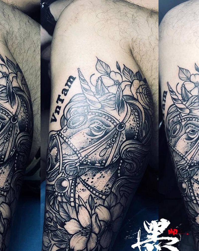 黑白灰系列:2⃣️纹身图片_腿部手臂New School纹身图案