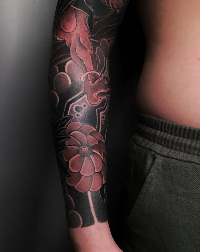 雷神纹身图片_手臂老传统纹身图案