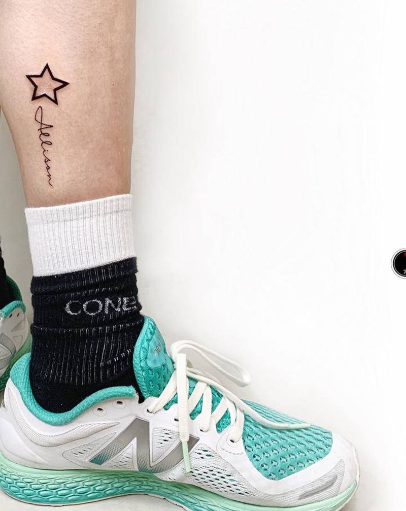 英文纹身图片_腿部英文纹身图案