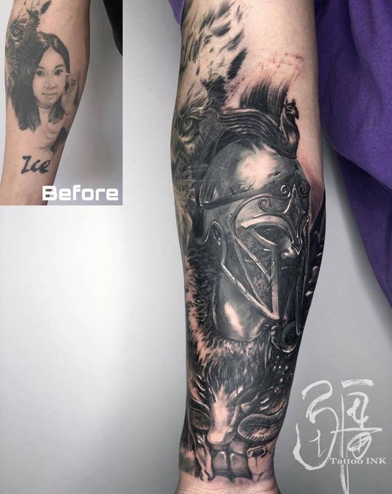 巴斯達纹身图片_手臂手部欧美写实遮盖纹身图案