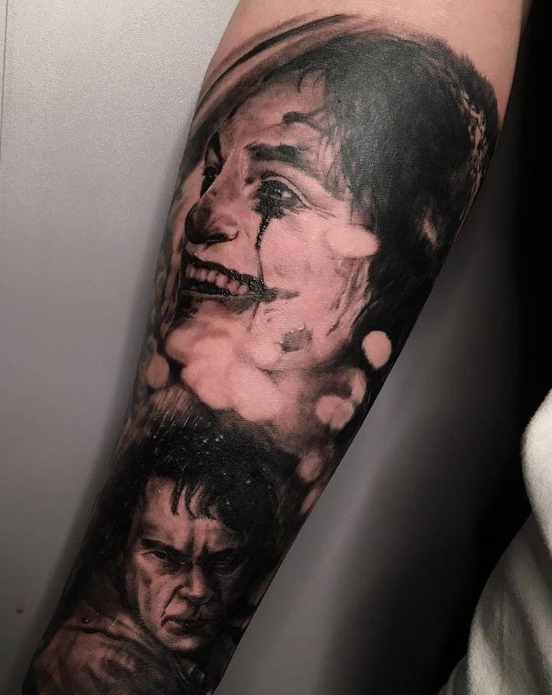 小丑纹身图片_手臂欧美写实纹身图案