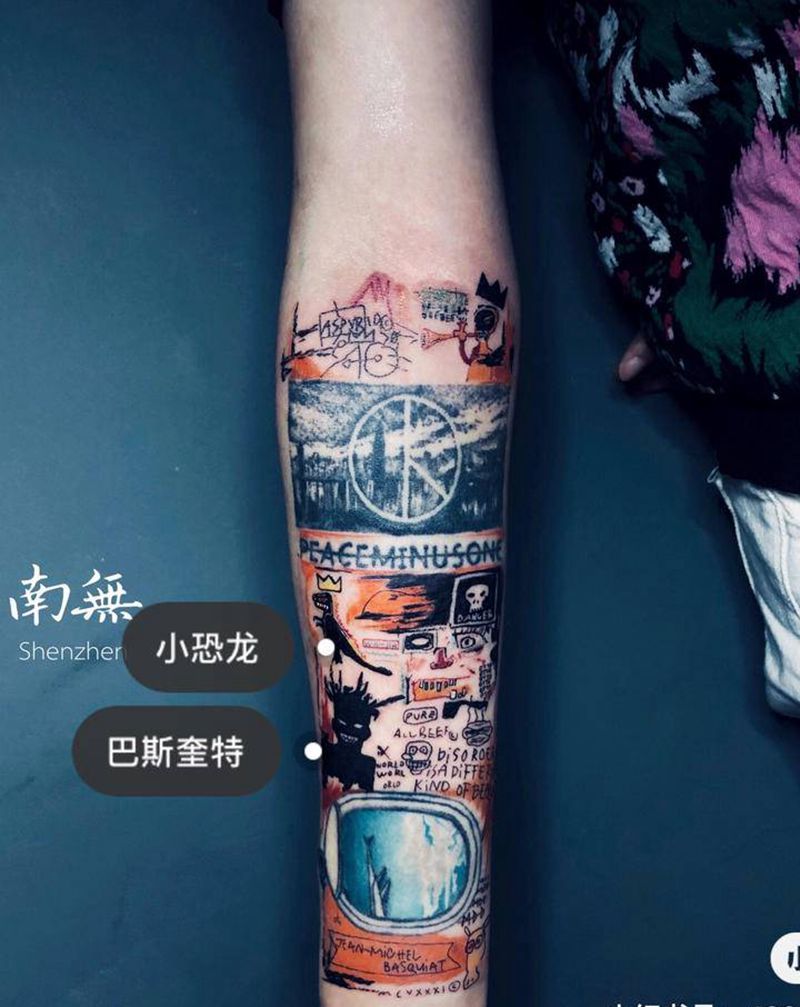 巴斯奎特纹身图片_手臂New School纹身图案