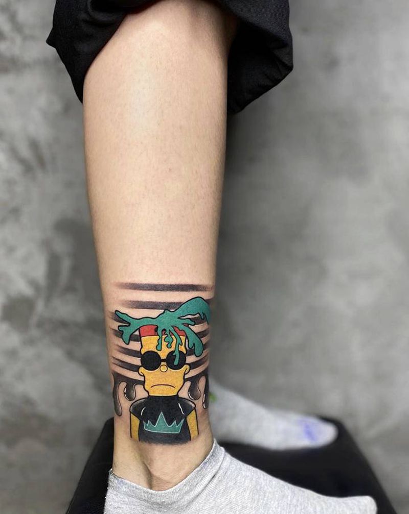 覆盖纹身图片_脚部New School纹身图案