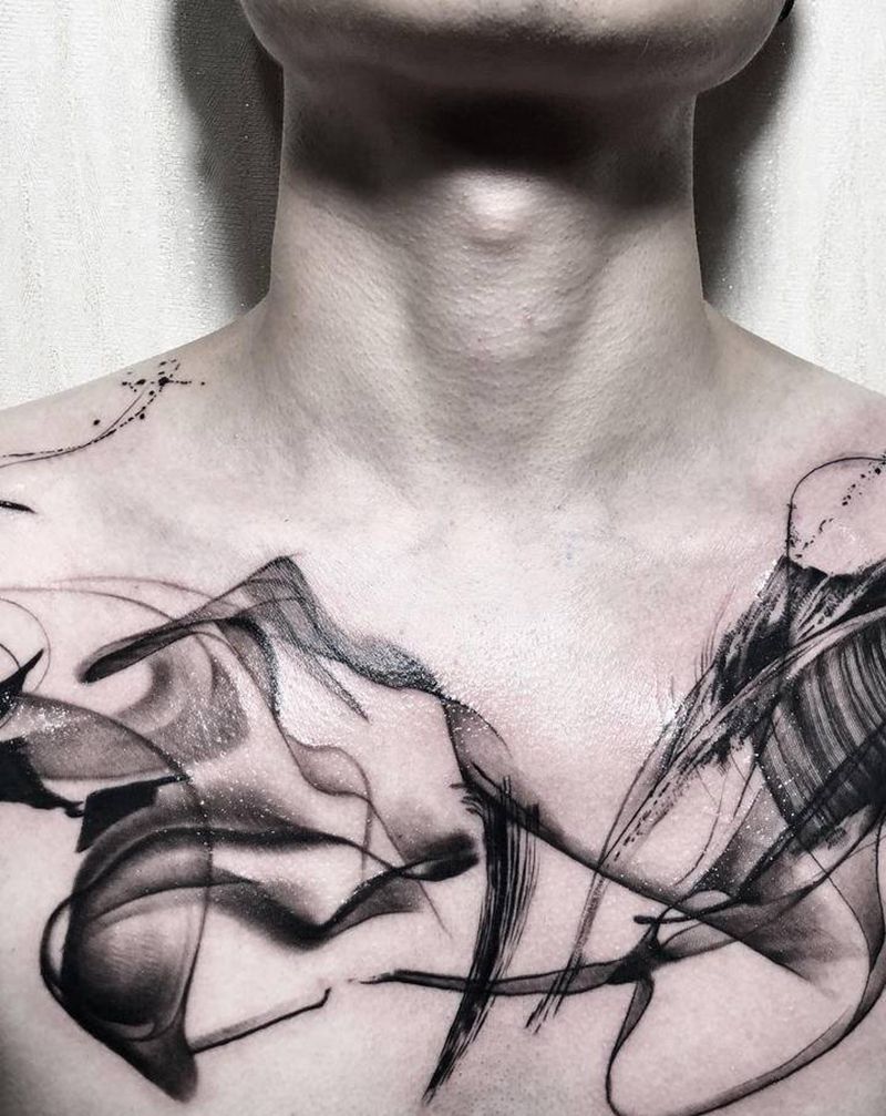 水墨风格纹身图片_水墨纹身图案