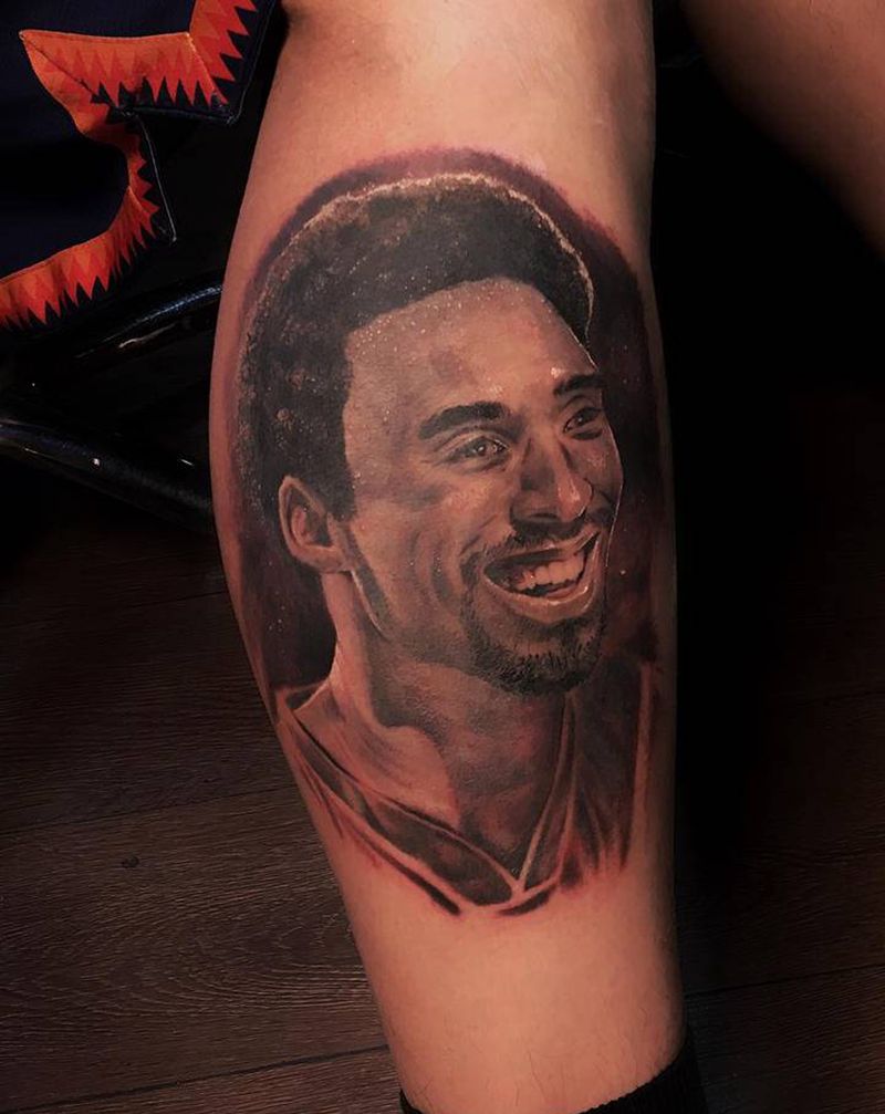 科比(脸部恢复后效果)纹身图片_腿部手臂欧美写实科比纹身图案