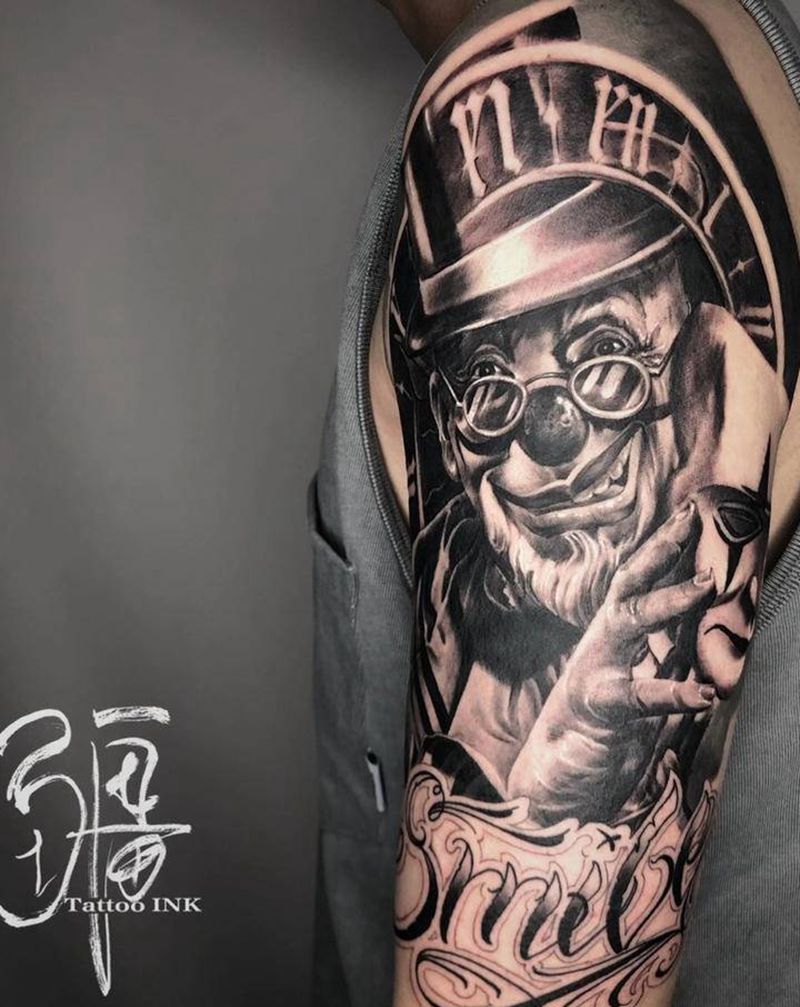 JOKER纹身图片_手臂手部欧美写实纹身图案