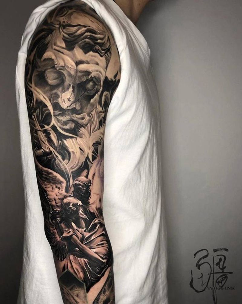 雕塑纹身图片_手臂手部纹身图案