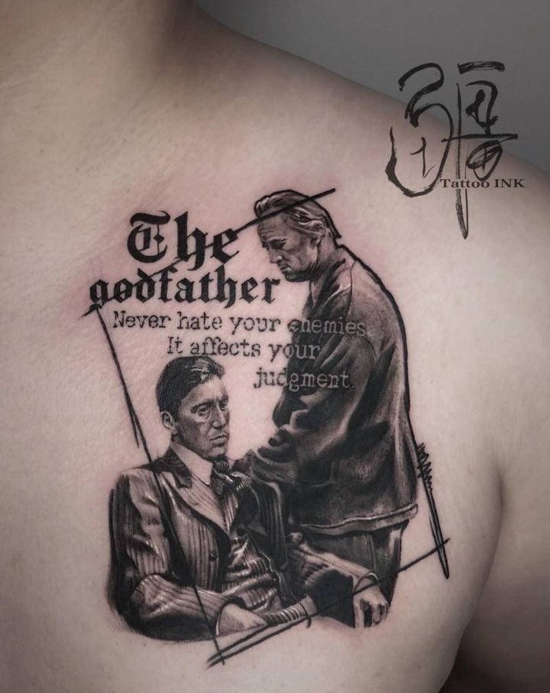 教父纹身图片_手臂手部欧美写实纹身图案