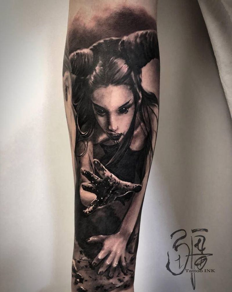 black纹身图片_手臂手部欧美写实暗黑纹身图案