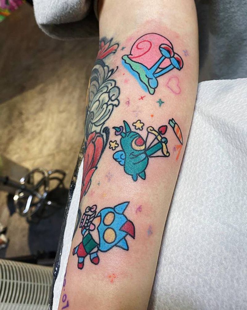 海绵宝宝卡通纹身图片_手臂纹身图案