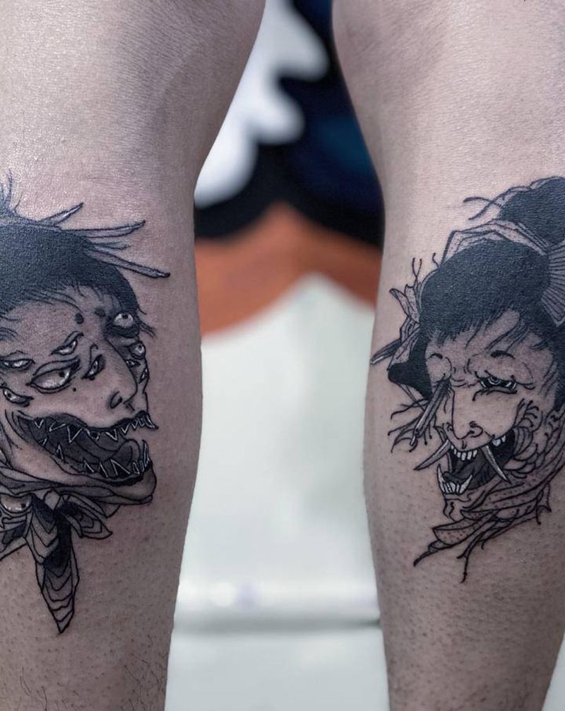 暗黑生首纹身图片_手臂腿部纹身图案