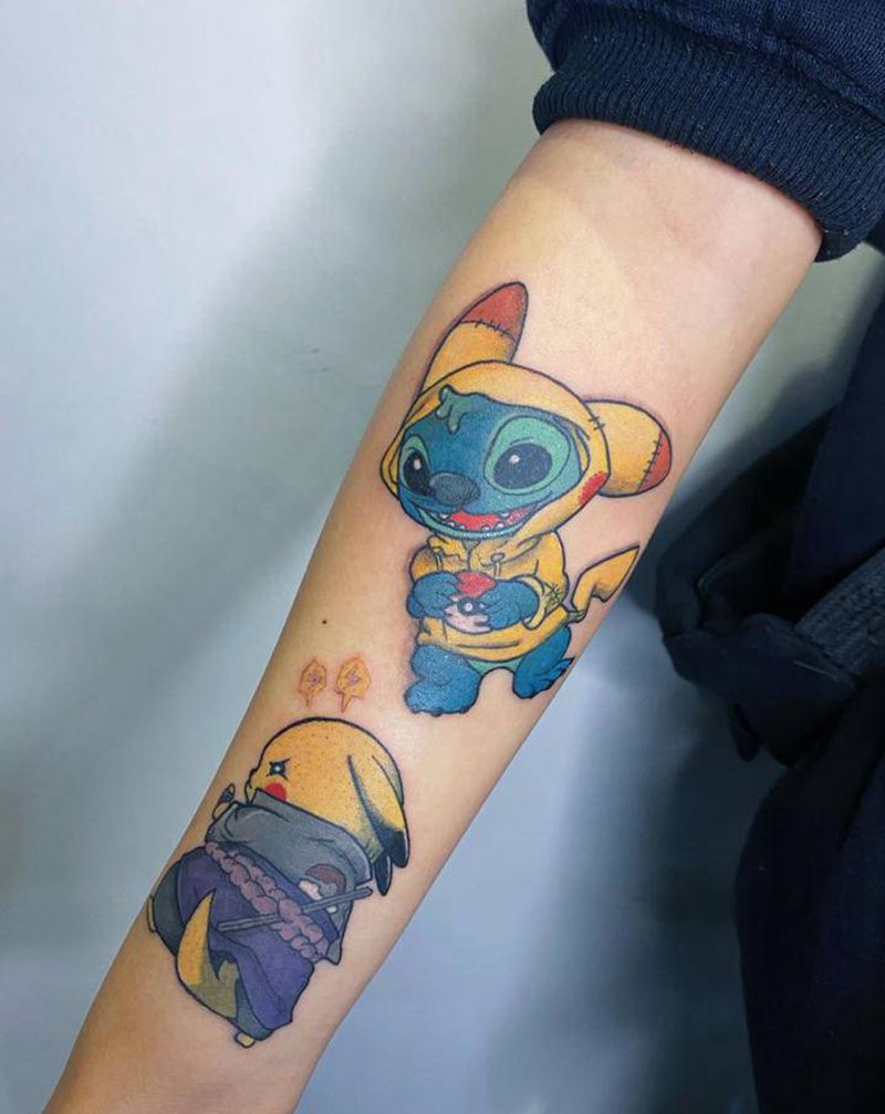 卡通皮卡丘纹身图片_手臂纹身图案