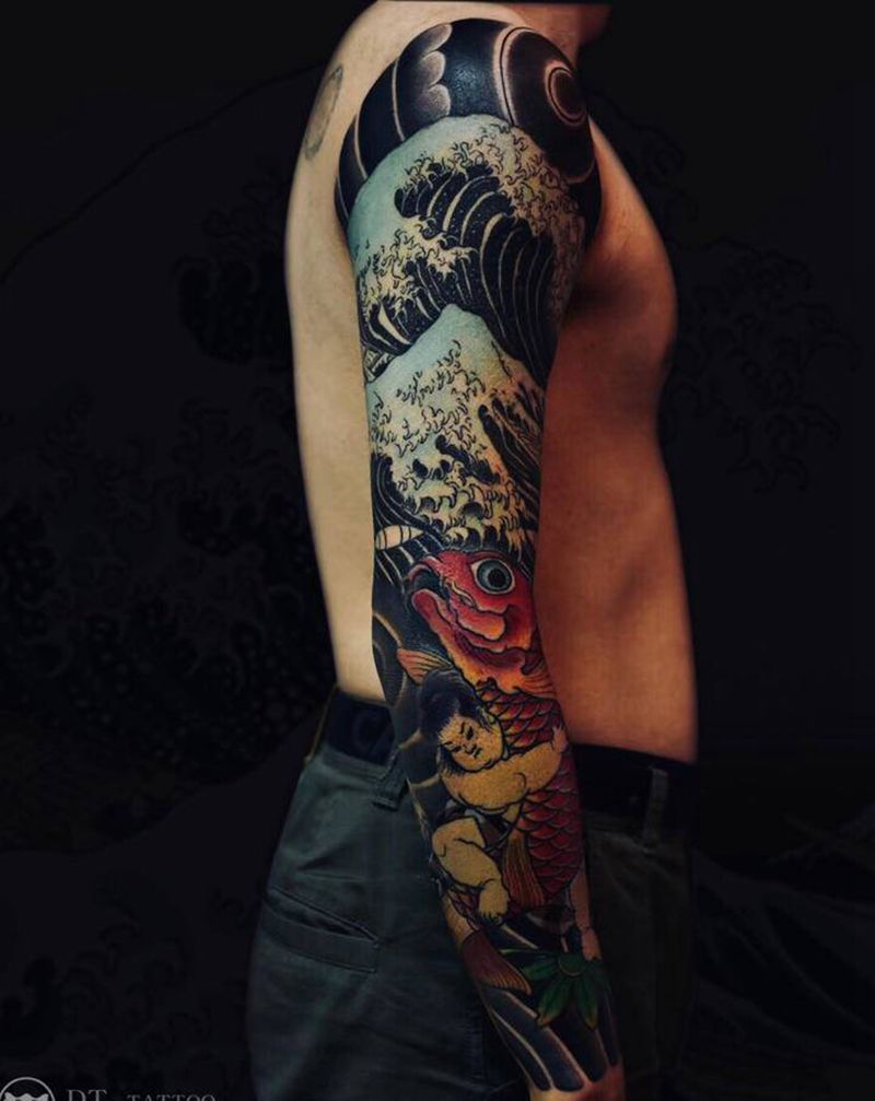 By彫泰纹身图片_手臂老传统纹身图案