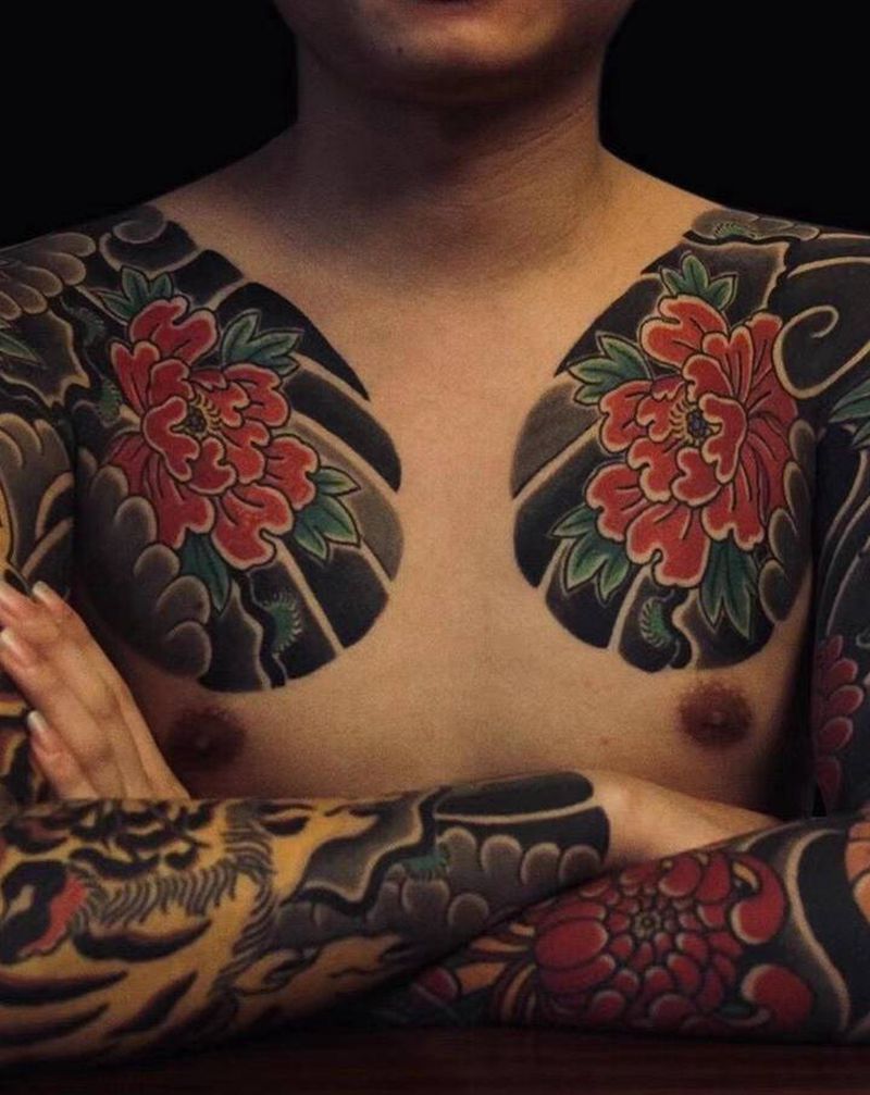 By彫泰纹身图片_手臂老传统纹身图案