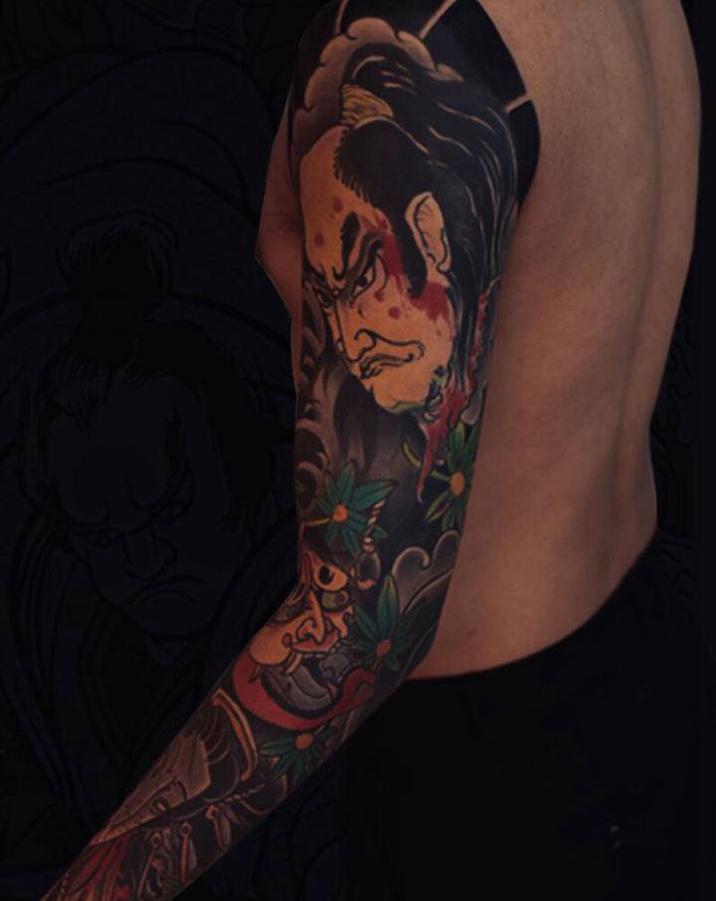 By彫泰纹身图片_手臂老传统纹身图案