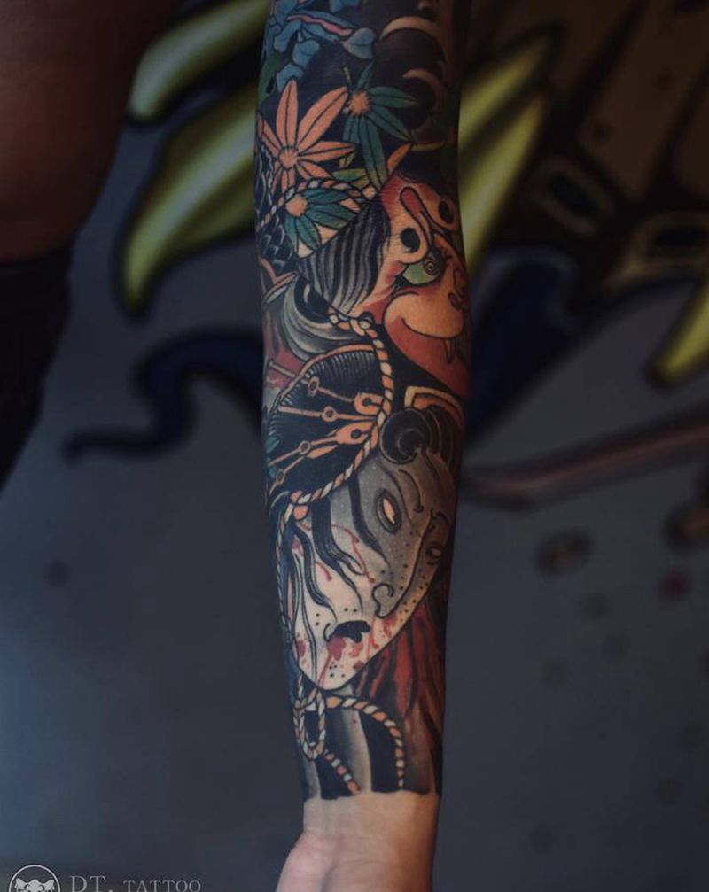 花臂-局部纹身图片_老传统纹身图案