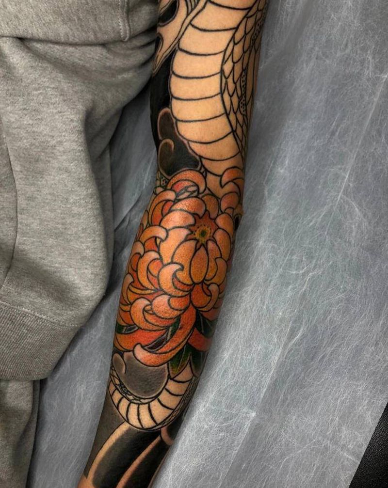 花臂-局部纹身图片_手臂老传统纹身图案
