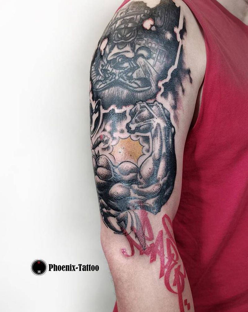 旧纹身的修改与添加纹身图片_手臂草稿美漫纹身图案