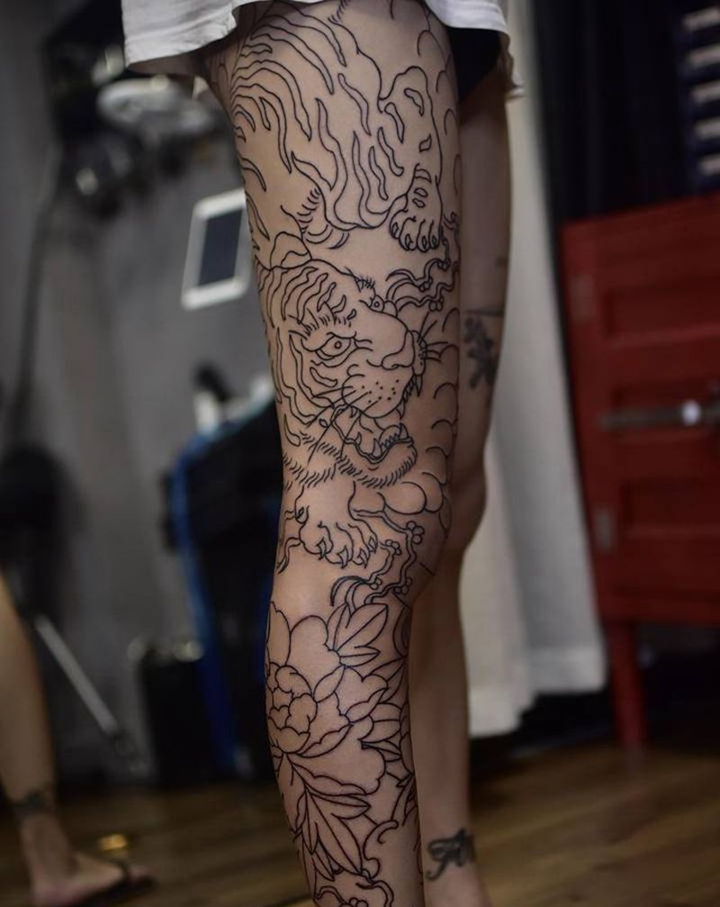 花臂-线条纹身图片_老传统纹身图案