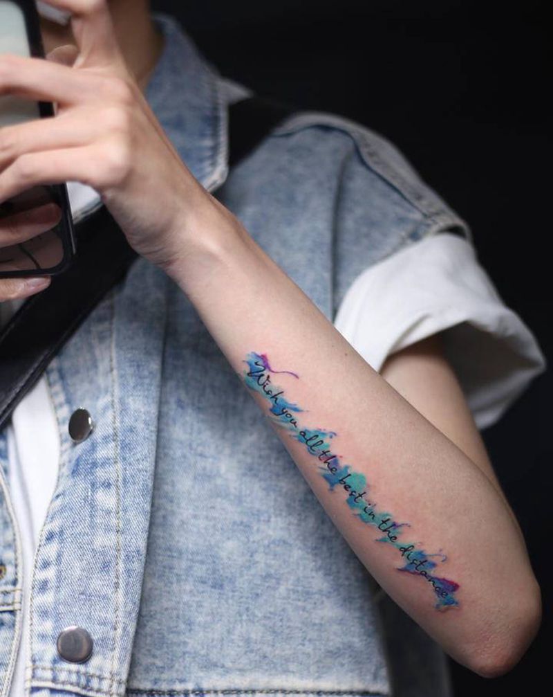 【英文用泼墨点缀】纹身图片_手臂手部水墨小清新纹身图案