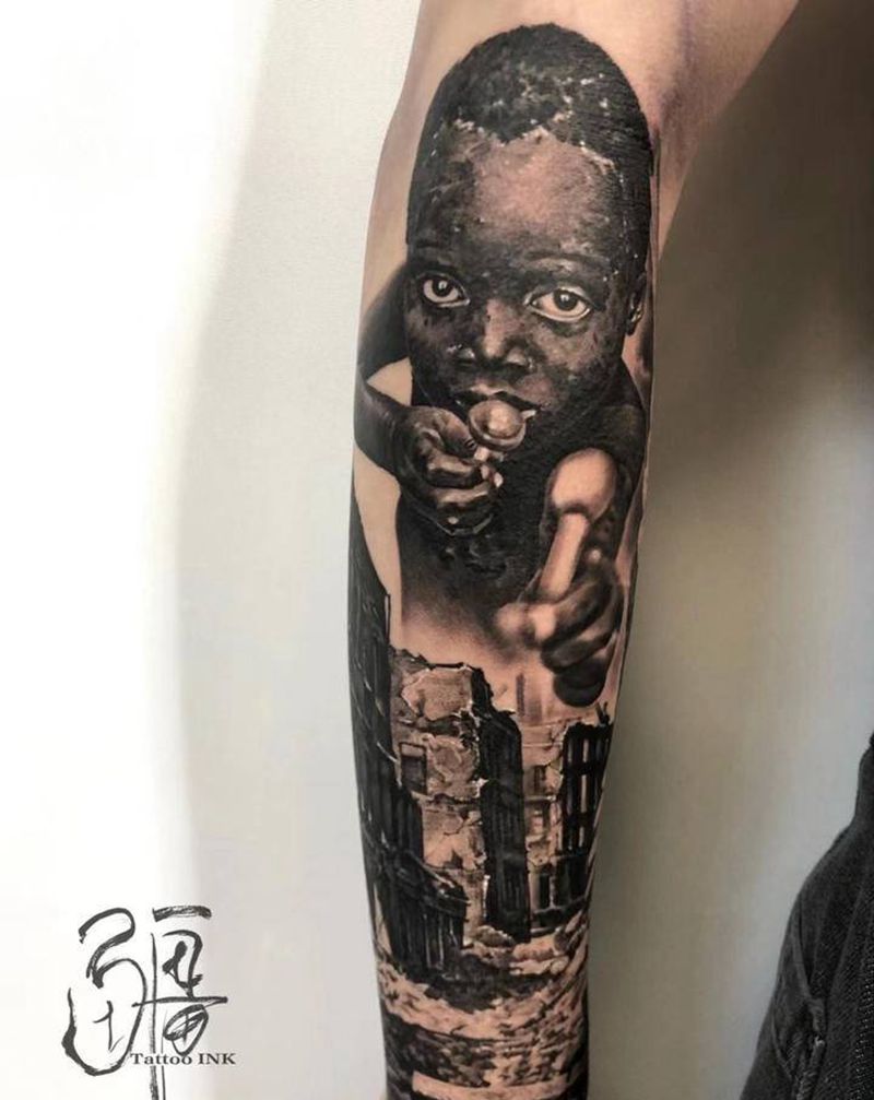 HOPE纹身图片_手臂手部欧美写实纹身图案