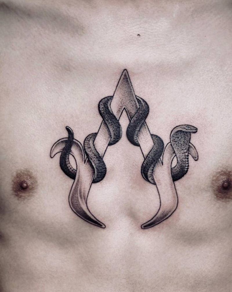 【极简主义】纹身图片_胸部纹身图案