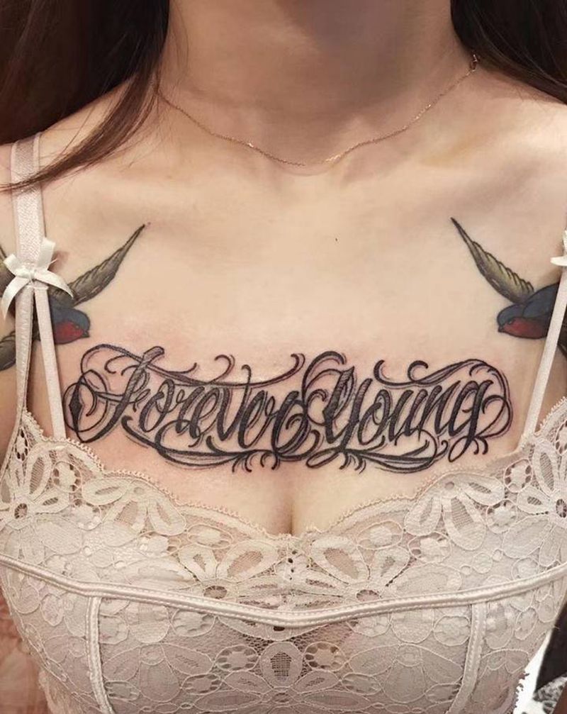 奇卡诺花体纹身图片_胸部花体字奇卡诺花体胸前纹身图案