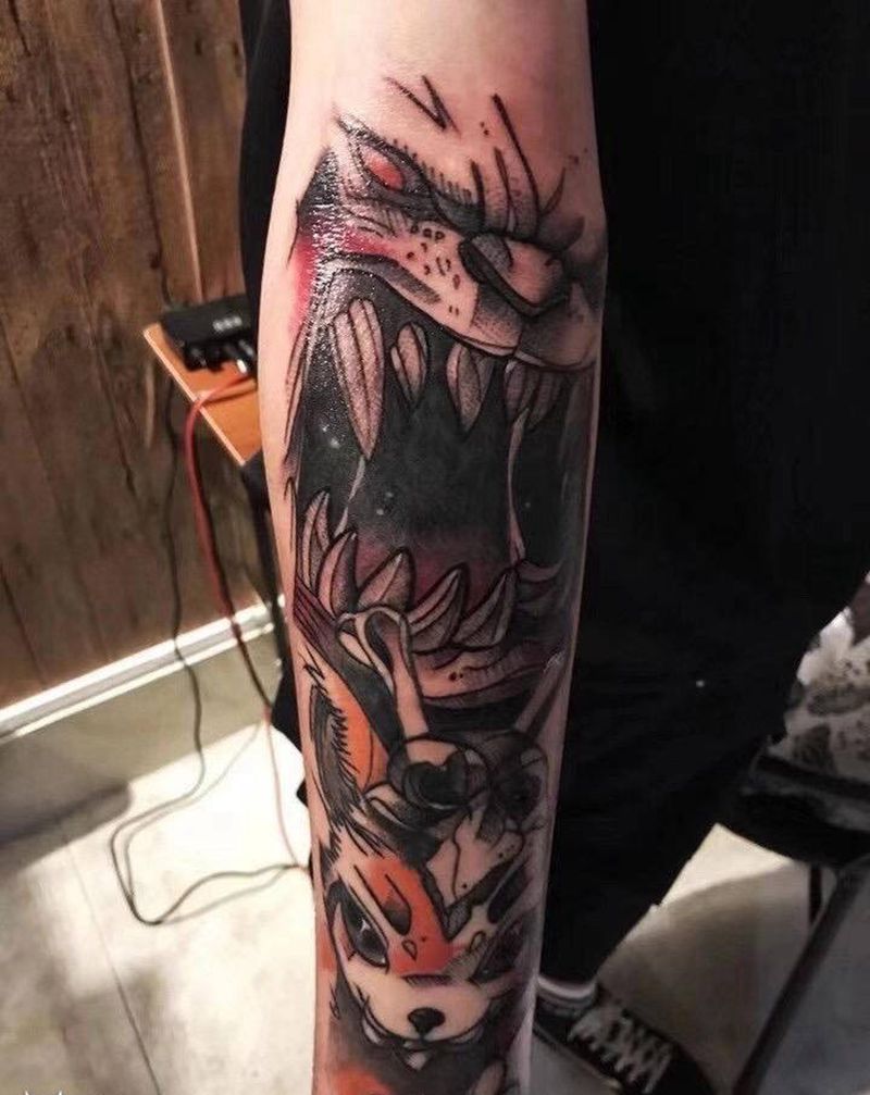 小纳尔纹身图片_手臂水彩纹身图案